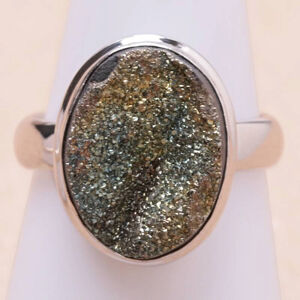 Pyrit duhový drůzička prsten stříbro Ag 925 R221 - 56 mm (US 7,5), 5,2 g