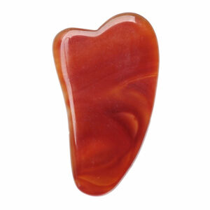 Gua sha z červeného achátu tvar srdce - cca 9,5 cm