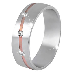 Beneto Dámský bicolor snubní prsten z oceli SPD07 55 mm