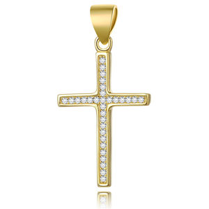 Beneto Pozlacený stříbrný přívěsek Křížek AGH592-GOLD