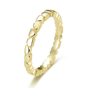 Beneto Pozlacený stříbrný prsten se srdíčky AGG344-GOLD 62 mm