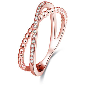 Beneto Růžově pozlacený dvojitý prsten ze stříbra AGG195 58 mm