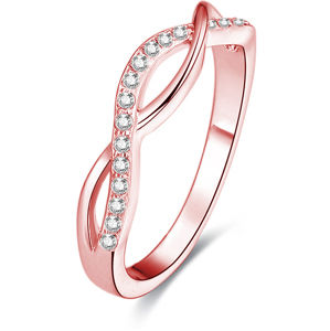 Beneto Růžově pozlacený stříbrný prsten s krystaly AGG191 56 mm