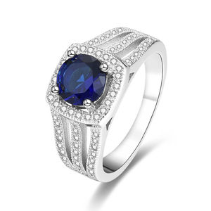 Beneto Stříbrný prsten s modrým krystalem AGG326 54 mm