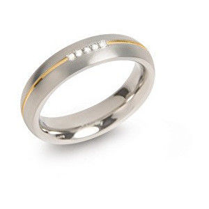 Boccia Titanium Pozlacený titanový snubní prsten s diamanty 0130-04 54 mm