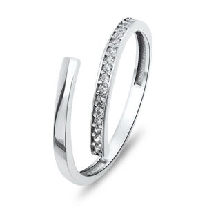 Brilio Silver Elegantní otevřený prsten s čirými zirkony RI035W