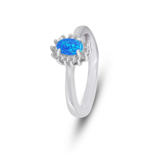 Brilio Silver Elegantní stříbrný prsten s opálem a zirkony RI106WB 56 mm