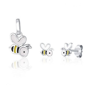 Brilio Silver Krásný stříbrný set šperků se včelkami SET252W (přívěsek, náušnice)