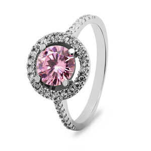 Brilio Silver Luxusní stříbrný prsten s růžovým zirkonem RI033W 52 mm