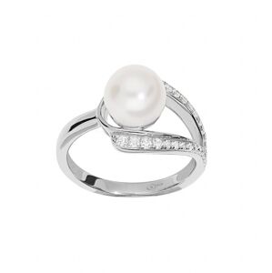 Brilio Silver Nadčasový stříbrný prsten s pravou perlou a zirkony ML05699A 54 mm