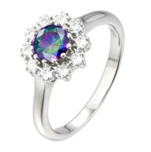 Brilio Silver Nádherný stříbrný prsten Květina s topazem Mystic Stone SR07823A 54 mm