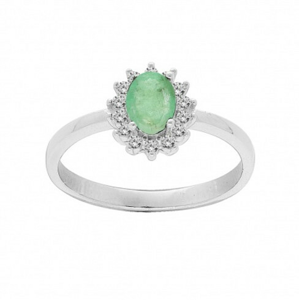 Brilio Silver Nádherný stříbrný prsten se smaragdem R-FS-5626E 60 mm