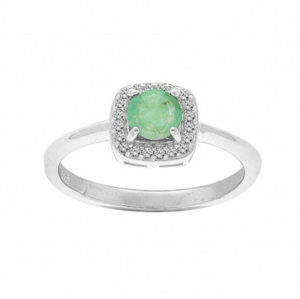 Brilio Silver Půvabný stříbrný prsten se smaragdem R-FS-5658ET 60 mm