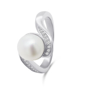 Brilio Silver Půvabný stříbrný prsten s pravou perlou RI061W 48 mm