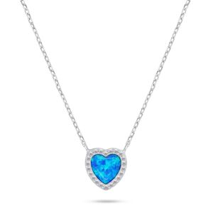 Brilio Silver Třpytivý stříbrný náhrdelník Srdce s opálem NCL134WB