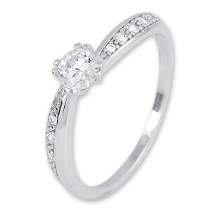 Brilio Třpytivý prsten z bílého zlata s krystaly 229 001 00830 07 53 mm