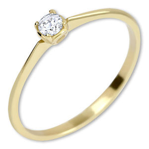 Brilio Zásnubní prsten ze žlutého zlata s krystalem 226 001 01036 58 mm