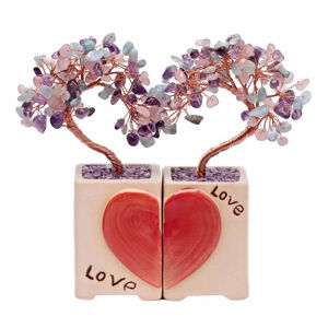 Sada Love stromečků z ametystu, akvamarínu a růženínu - dárek z lásky - cca 16 cm