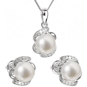 Evolution Group Luxusní stříbrná souprava s pravými perlami Pavona 29017.1 (náušnice, řetízek, přívěsek)