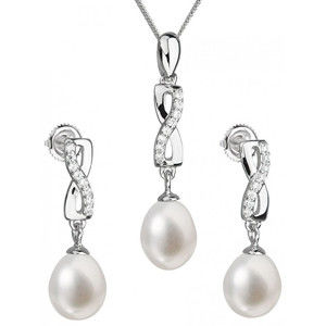 Evolution Group Souprava stříbrných šperků s pravými perlami Pavona 29041.1 (náušnice, řetízek, přívěsek)