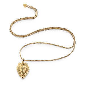 Guess Pozlacený náhrdelník s přívěskem lva Lion King JUMN01387JWYGT/U