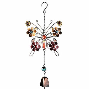 Zvonkohra kovová Květinový motýl se zvonkem - délka cca 38 cm