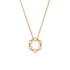 Hot Diamonds Krásný pozlacený náhrdelník s diamantem a perličkami Jac Jossa Soul DP905