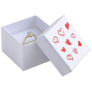 JK Box Bílá dárková krabička na šperky se srdíčky HRT-3/A1/A7
