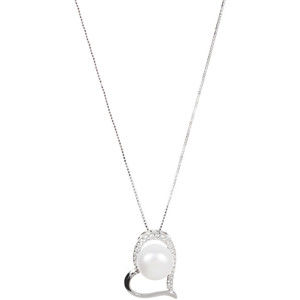JwL Luxury Pearls Stříbrný náhrdelník se srdíčkem a pravou perlou JL0461 (řetízek, přívěsek)