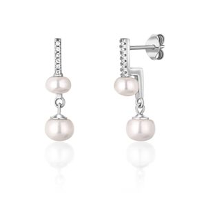 JwL Luxury Pearls Nápadité stříbrné náušnice s pravými perlami a zirkony JL0773
