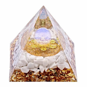 Orgonit pyramida Symboly čaker - 6 x 6 x 6,2 cm