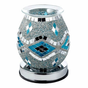 Elektrická dotyková aroma lampa na vosk Eden Modrostříbrná mozaika - cca 18 cm