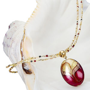Lampglas Elegantní náhrdelník Red Sea s perlou Lampglas s 24karátovým zlatem NP25
