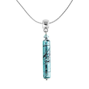 Lampglas Krásný náhrdelník Turquoise Love s ryzím stříbrem v perle Lampglas NPR10