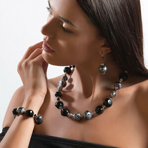 Lampglas Luxusní set náhrdelníku a náušnic Diamond Shine z perel Lampglas CQ7