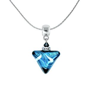 Lampglas Půvabný náhrdelník Sea Wave Triangle s ryzím stříbrem v perle Lampglas NTA12