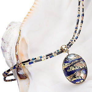 Lampglas Úžasný dámský náhrdelník Egyptian Queen s perlou Lampglas s 24karátovým zlatem NP28