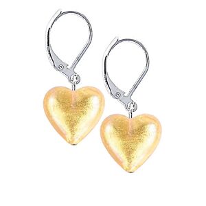 Lampglas Zářivé náušnice Golden Heart s 24karátovým zlatem v perlách Lampglas ELH24