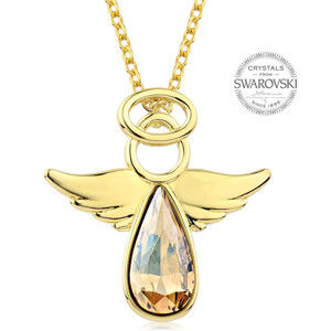 Levien Pozlacený náhrdelník s třpytivým krystalem Angel Rafael