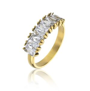 Marc Malone Blyštivý pozlacený prsten se zirkony Leila White Ring MCR23061G 57 mm