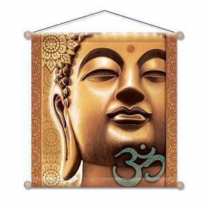 Závěsný látkový meditační obraz Golden Buddha - 37,5 x 37,5 cm