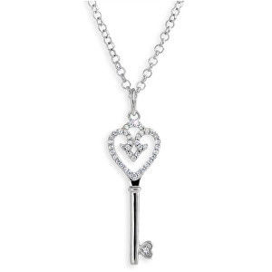 Modesi Stříbrný náhrdelník Klíček se zirkony M41044 (řetízek, přívěsek)