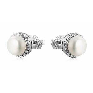 MOISS Elegantní stříbrné náušnice s perlami a zirkony EP000111