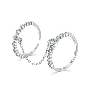 MOISS Půvabný dvojitý prsten ze stříbra se zirkony R00022 54 mm