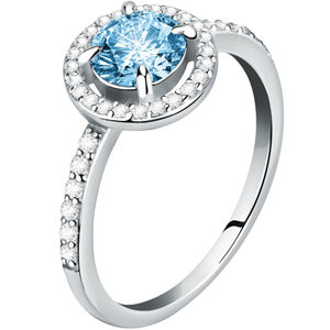 Morellato Něžný stříbrný prsten s akvamarínem a krystaly Tesori SAIW9701 52 mm