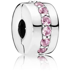 Pandora Stříbrný klip s růžovými kamínky 791972PCZ