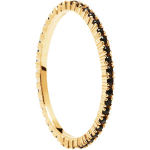 PDPAOLA Minimalistický pozlacený prsten s černými zirkony Black Essential Gold AN01-348 50 mm