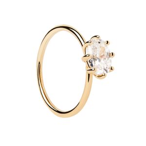 PDPAOLA Elegantní pozlacený prsten s čirým zirkonem KIM Essentials AN01-A12 50 mm
