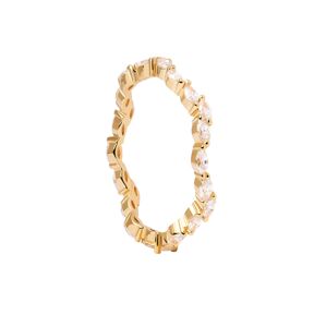 PDPAOLA Elegantní pozlacený prsten se zirkony Lake Essentials AN01-875 52 mm