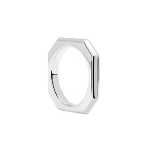PDPAOLA Elegantní rhodiovaný prsten SIGNATURE LINK Silver AN02-378 54 mm